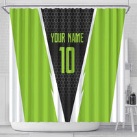 Personalized Custom Bass Fishing Shower Curtain Jumping Fish Graphic and Green Black Honeycomb - Wonder Print Shop