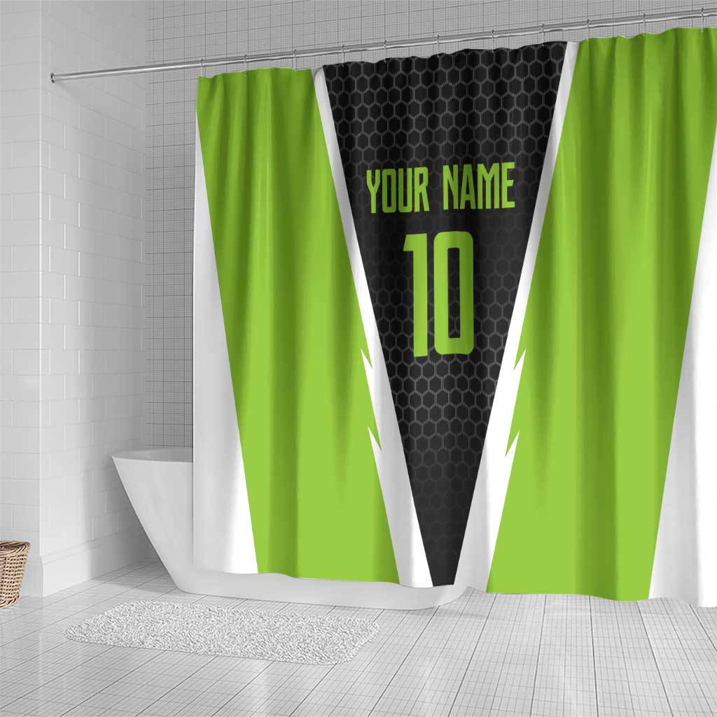Personalized Custom Bass Fishing Shower Curtain Jumping Fish Graphic and Green Black Honeycomb - Wonder Print Shop