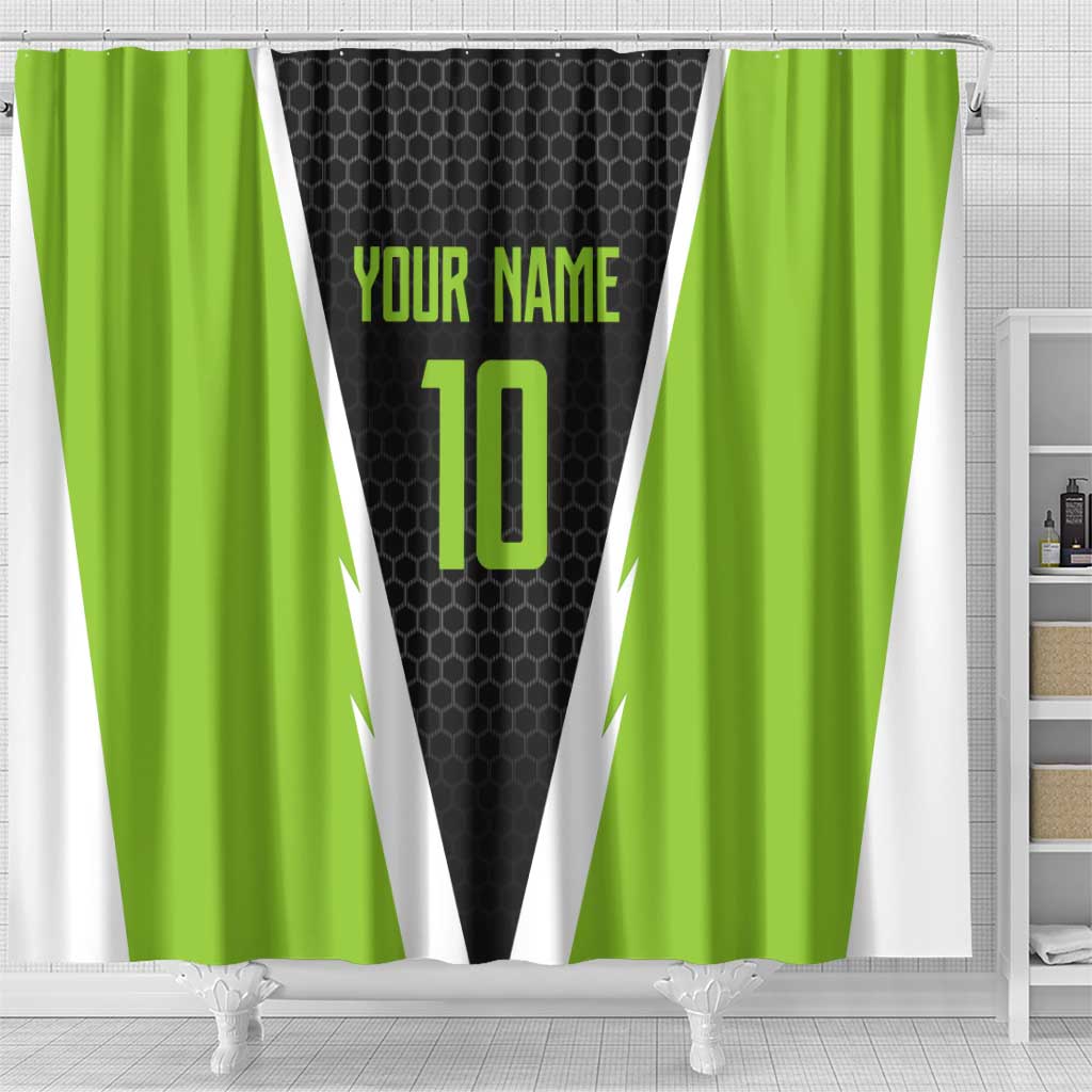 Personalized Custom Bass Fishing Shower Curtain Jumping Fish Graphic and Green Black Honeycomb - Wonder Print Shop