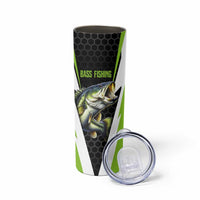 Personalized Custom Bass Fishing Skinny Tumbler Jumping Fish Graphic and Green Black Honeycomb - Wonder Print Shop