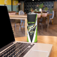 Personalized Custom Bass Fishing Skinny Tumbler Jumping Fish Graphic and Green Black Honeycomb - Wonder Print Shop