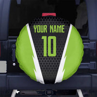 Personalized Custom Bass Fishing Spare Tire Cover Jumping Fish Graphic and Green Black Honeycomb - Wonder Print Shop