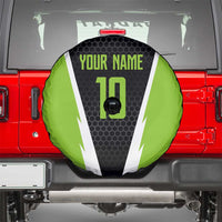 Personalized Custom Bass Fishing Spare Tire Cover Jumping Fish Graphic and Green Black Honeycomb - Wonder Print Shop