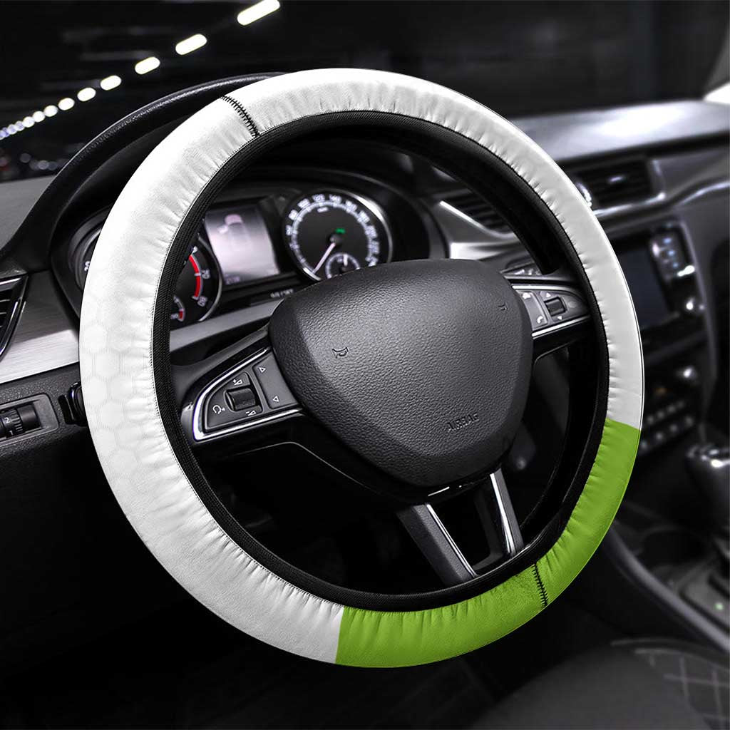 Bass Fishing Steering Wheel Cover Jumping Fish Graphic and Green Black Honeycomb - Wonder Print Shop