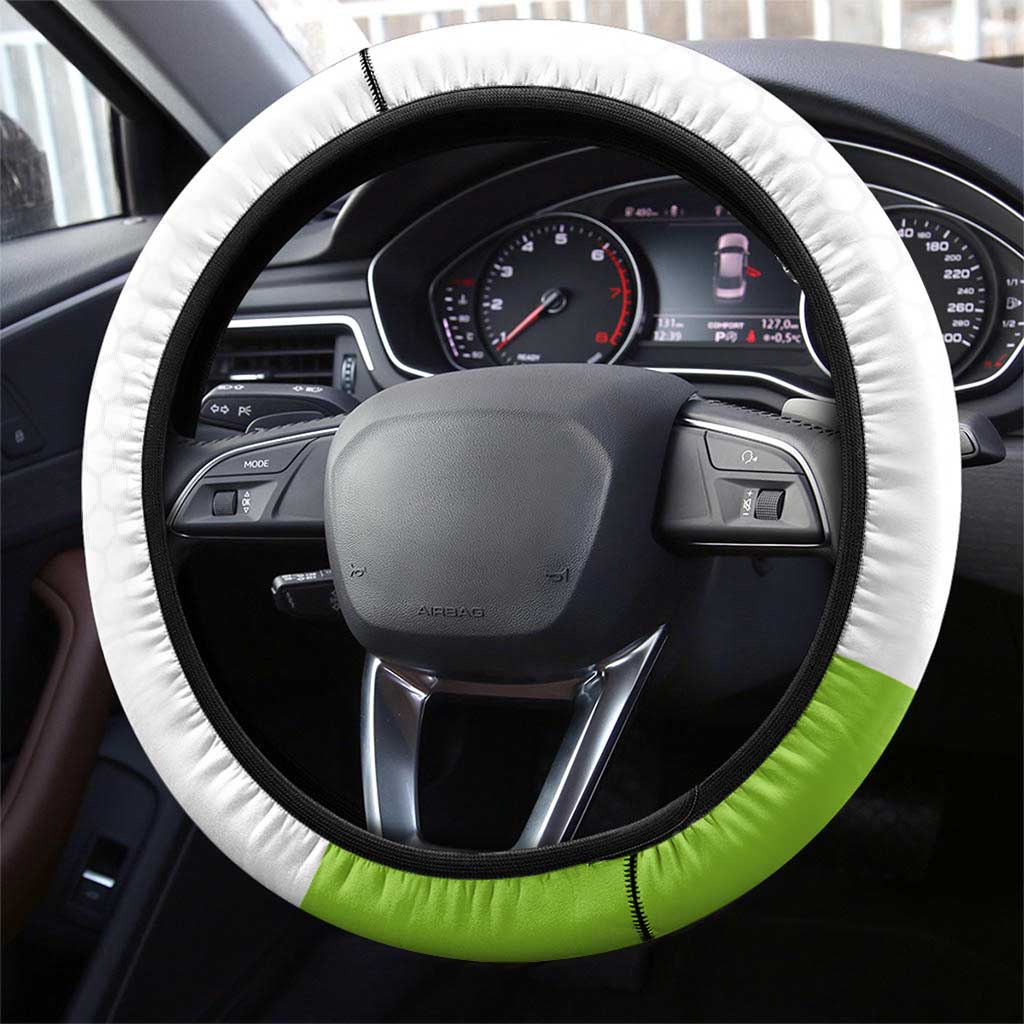 Bass Fishing Steering Wheel Cover Jumping Fish Graphic and Green Black Honeycomb - Wonder Print Shop