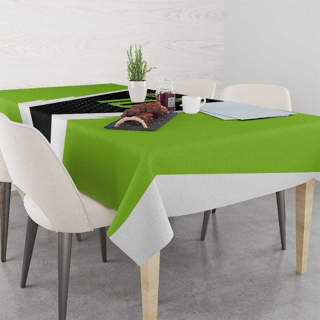 Personalized Custom Bass Fishing Tablecloth Jumping Fish Graphic and Green Black Honeycomb - Wonder Print Shop