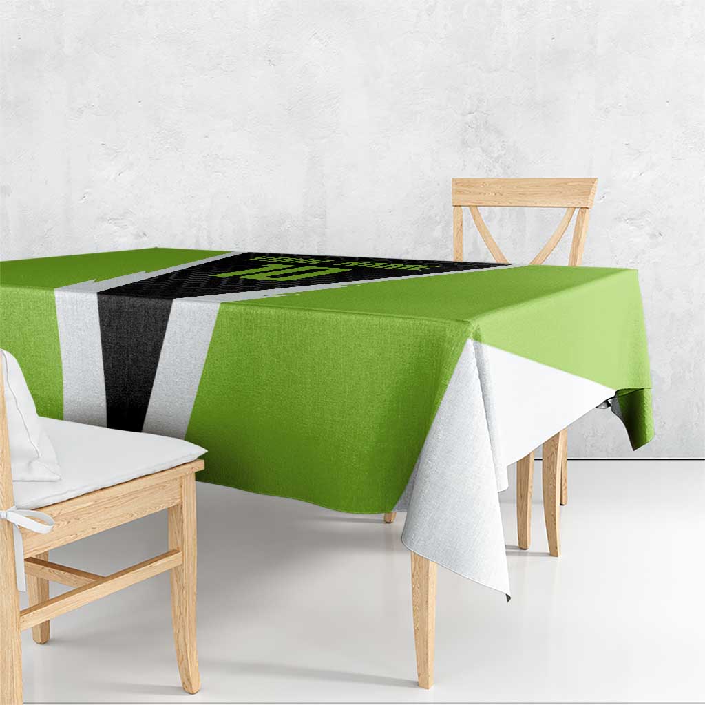 Personalized Custom Bass Fishing Tablecloth Jumping Fish Graphic and Green Black Honeycomb - Wonder Print Shop