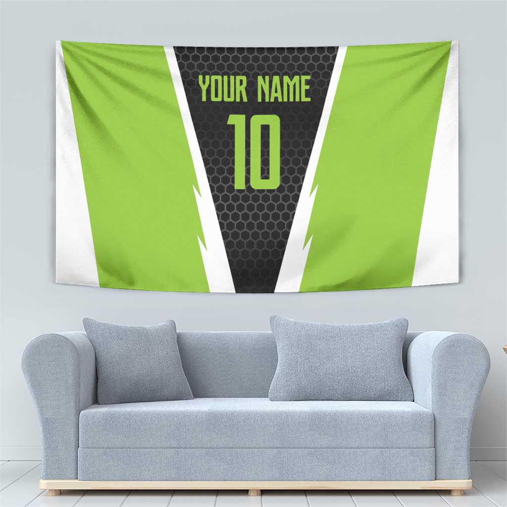 Personalized Custom Bass Fishing Tapestry Jumping Fish Graphic and Green Black Honeycomb - Wonder Print Shop
