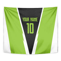 Personalized Custom Bass Fishing Tapestry Jumping Fish Graphic and Green Black Honeycomb - Wonder Print Shop