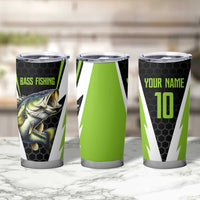 Personalized Custom Bass Fishing Tumbler Cup Jumping Fish Graphic and Green Black Honeycomb - Wonder Print Shop