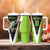 Personalized Custom Bass Fishing Tumbler With Handle Jumping Fish Graphic and Green Black Honeycomb - Wonder Print Shop