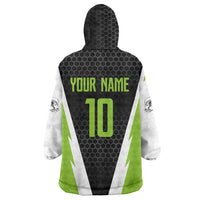Personalized Custom Bass Fishing Wearable Blanket Hoodie Jumping Fish Graphic and Green Black Honeycomb - Wonder Print Shop