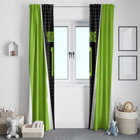 Personalized Custom Bass Fishing Window Curtain Jumping Fish Graphic and Green Black Honeycomb - Wonder Print Shop