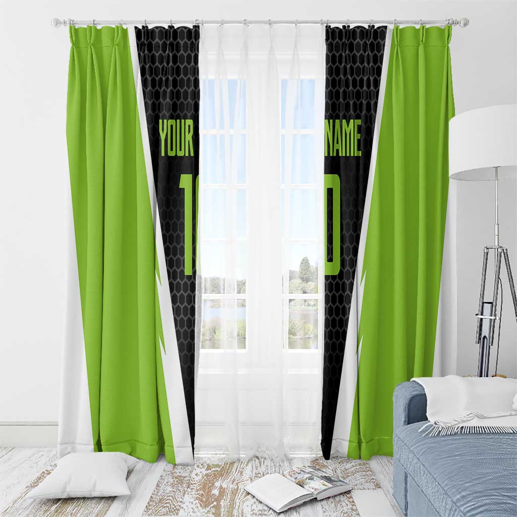 Personalized Custom Bass Fishing Window Curtain Jumping Fish Graphic and Green Black Honeycomb - Wonder Print Shop