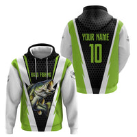 Personalized Custom Bass Fishing Zip Hoodie Jumping Fish Graphic and Green Black Honeycomb - Wonder Print Shop