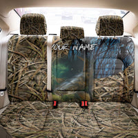 Catfish Fishing Underwater Scene Back Car Seat Cover Custom Name Swamp Grass and Camouflage - Wonder Print Shop