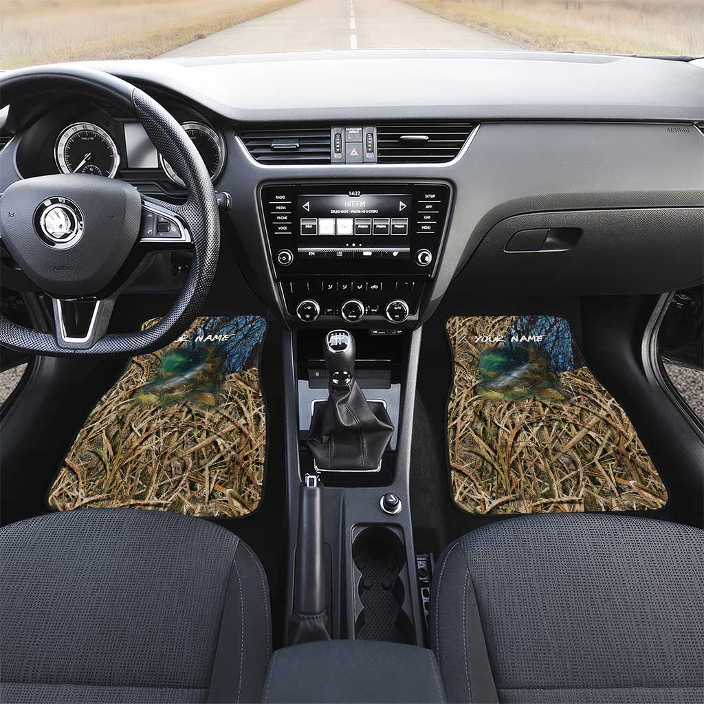 Catfish Fishing Underwater Scene Car Mats Custom Name Swamp Grass and Camouflage - Wonder Print Shop