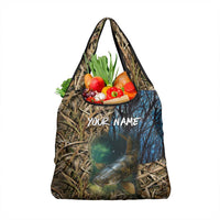 Catfish Fishing Underwater Scene Grocery Bag Custom Name Swamp Grass and Camouflage - Wonder Print Shop