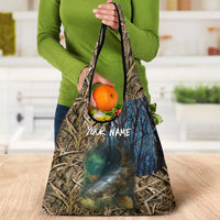 Catfish Fishing Underwater Scene Grocery Bag Custom Name Swamp Grass and Camouflage - Wonder Print Shop