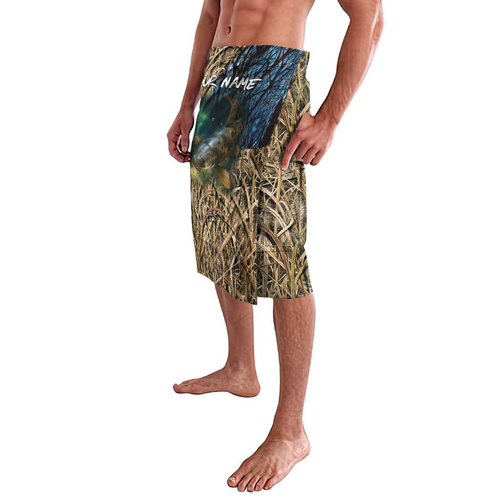 Catfish Fishing Underwater Scene Lavalava Custom Name Swamp Grass and Camouflage - Wonder Print Shop