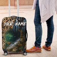 Catfish Fishing Underwater Scene Luggage Cover Custom Name Swamp Grass and Camouflage - Wonder Print Shop