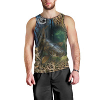 Catfish Fishing Underwater Scene Men Tank Top Custom Name Swamp Grass and Camouflage - Wonder Print Shop