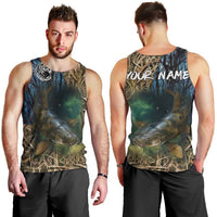 Catfish Fishing Underwater Scene Men Tank Top Custom Name Swamp Grass and Camouflage - Wonder Print Shop