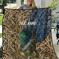 Catfish Fishing Underwater Scene Quilt Custom Name Swamp Grass and Camouflage - Wonder Print Shop
