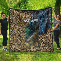 Catfish Fishing Underwater Scene Quilt Custom Name Swamp Grass and Camouflage - Wonder Print Shop