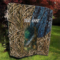 Catfish Fishing Underwater Scene Quilt Custom Name Swamp Grass and Camouflage - Wonder Print Shop