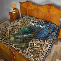 Catfish Fishing Underwater Scene Quilt Custom Name Swamp Grass and Camouflage - Wonder Print Shop