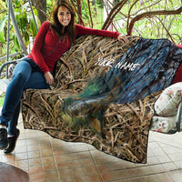 Catfish Fishing Underwater Scene Quilt Custom Name Swamp Grass and Camouflage - Wonder Print Shop