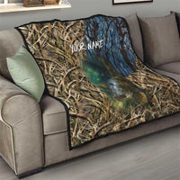 Catfish Fishing Underwater Scene Quilt Custom Name Swamp Grass and Camouflage - Wonder Print Shop