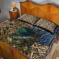 Catfish Fishing Underwater Scene Quilt Bed Set Custom Name Swamp Grass and Camouflage - Wonder Print Shop