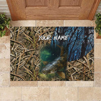 Catfish Fishing Underwater Scene Rubber Doormat Custom Name Swamp Grass and Camouflage - Wonder Print Shop