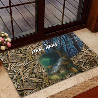 Catfish Fishing Underwater Scene Rubber Doormat Custom Name Swamp Grass and Camouflage - Wonder Print Shop