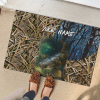 Catfish Fishing Underwater Scene Rubber Doormat Custom Name Swamp Grass and Camouflage - Wonder Print Shop