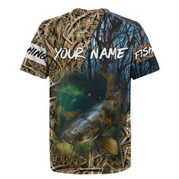 Catfish Fishing Underwater Scene Rugby Jersey Custom Name Swamp Grass and Camouflage - Wonder Print Shop