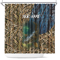 Catfish Fishing Underwater Scene Shower Curtain Custom Name Swamp Grass and Camouflage - Wonder Print Shop