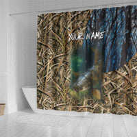 Catfish Fishing Underwater Scene Shower Curtain Custom Name Swamp Grass and Camouflage - Wonder Print Shop