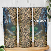 Catfish Fishing Underwater Scene Skinny Tumbler Custom Name Swamp Grass and Camouflage - Wonder Print Shop
