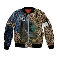 Catfish Fishing Underwater Scene Sleeve Zip Bomber Jacket Custom Name Swamp Grass and Camouflage - Wonder Print Shop