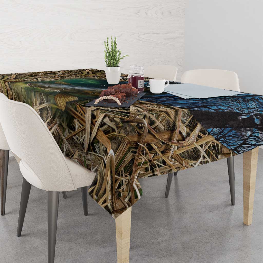Catfish Fishing Underwater Scene Tablecloth Custom Name Swamp Grass and Camouflage - Wonder Print Shop