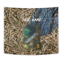 Catfish Fishing Underwater Scene Tapestry Custom Name Swamp Grass and Camouflage - Wonder Print Shop