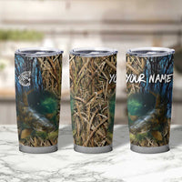Catfish Fishing Underwater Scene Tumbler Cup Custom Name Swamp Grass and Camouflage - Wonder Print Shop