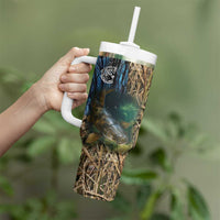 Catfish Fishing Underwater Scene Tumbler With Handle Custom Name Swamp Grass and Camouflage - Wonder Print Shop