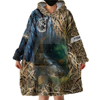 Catfish Fishing Underwater Scene Wearable Blanket Hoodie Custom Name Swamp Grass and Camouflage - Wonder Print Shop