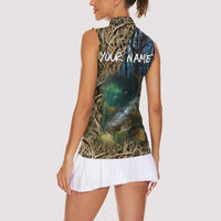 Catfish Fishing Underwater Scene Women Sleeveless Polo Shirt Custom Name Swamp Grass and Camouflage - Wonder Print Shop