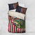 American Flag Largemouth Bass Fishing Bedding Set Jumping Fish Graphic and Custom Name Design - Wonder Print Shop