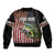 American Flag Largemouth Bass Fishing Bomber Jacket Jumping Fish Graphic and Custom Name Design - Wonder Print Shop